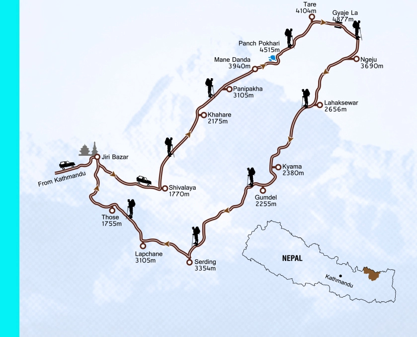 Numbur Valley Trek Route Map